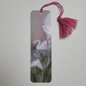 Vintage Lena Liu Swan Calla Lily Tassel Bookmark, 80s Tag-A-Longs, LL22 992-2695